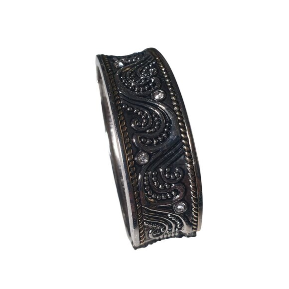 Bangle Bracelet Rhinestone Multi Tone Metal Clamp Women Jewelry 2 x 2.5 Inch - Picture 4 of 5